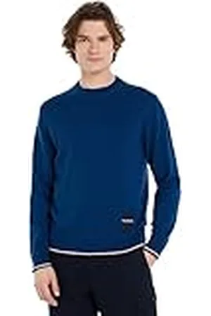 Tommy Hilfiger Men Jumper Tipped Crew Neck Pullover, Blue (Deep Indigo), S