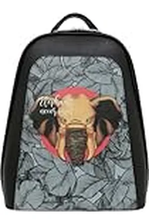 Dogo Femme Cuir Vegan Noir Fait Main et Mode Sac à dos - Elephants Never Forget Motif