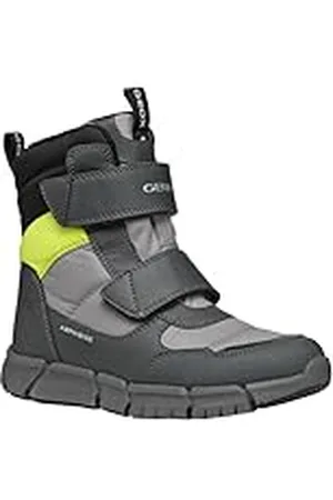 Geox J FLEXYPER Boy B ABX, Bota de Nieve, Grey/FLUOYELLOW, 35 EU