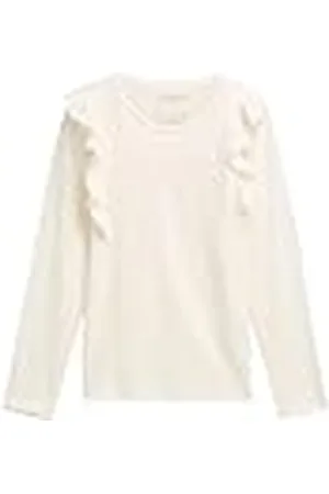 TOM TAILOR 1045891 Camiseta de Manga Larga para niños con Volante, 12906-Lana de Color Blanco, 104-110