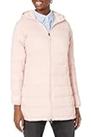 Amazon Abrigo Acolchado de Corte Recto con Capucha, Ligero y Resistente a la Lluvia (Disponible en Tallas Grandes) Mujer, , S