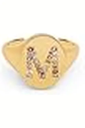SINGULARU Anillo Personalizado Signet Letter Colors. Ajustable. Latón con Acabado Baño de de 18 Kt. Talla Unica. Joyas para Mujer. Letra M