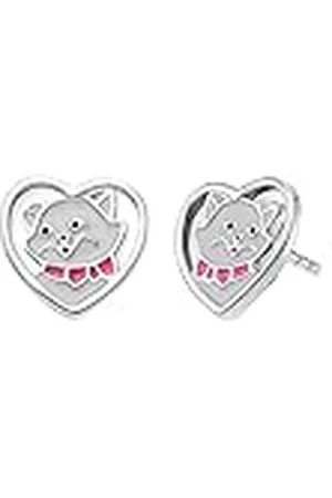 Engelsrufer Pendientes de corazón para niñas y niños, de plata de ley y esmalte, cierre de enchufe, sin níquel, 10 x 9,5 mm, Plata de ley plata de ley Esmalte rodio, No es una piedra preciosa