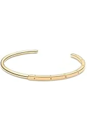 PANDORA Signature Pulsera rígida abierta I-D chapada en oro de 14 quilates, 1