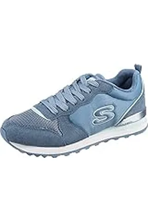 Skechers OG 85 STEP N FLY, Zapatillas para Mujer, Slate Suede/Mesh/Duraleather/Light Blue Trim, 39 EU
