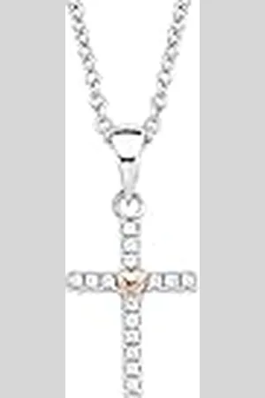 QS by s.Oliver Collar con colgante plata de ley 925 collar de niña, con zirconia cúbica sintética, 37+3 cm, bicolor, corazón, viene en caja de regalo de joyería