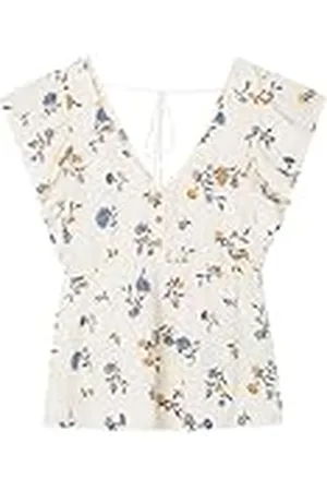 Springfield SPRINGFILED, Mujer, Camiseta Peplum Bordado Suizo, Tan Print, XS
