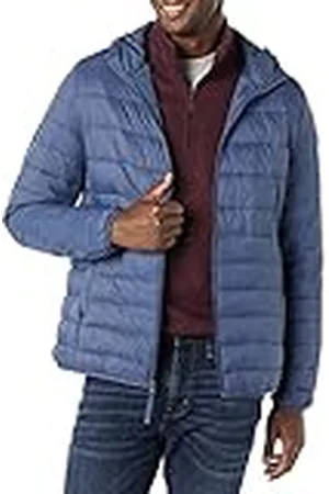 Amazon Chaqueta Acolchada con Capucha, Plegable, Ligera y Resistente a la Lluvia Hombre, , XL
