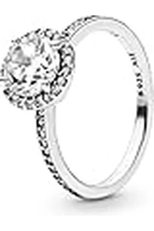 PANDORA Timeless Anillo con diseño redondo centelleante de plata con circonitas cúbicas transparentes, talla 58