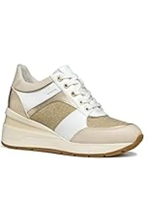 Geox D ZOSMA A, Zapatillas Mujer, White/Lt Gold, 37 EU