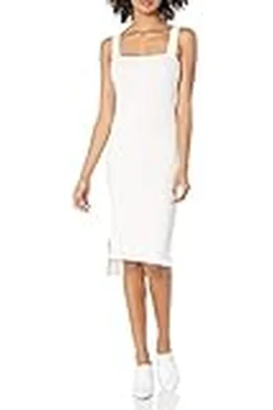 THE DROP Amelia Vestido Midi Bodycon de Escote Cuadrado y Tirantes para Mujer, , 2X