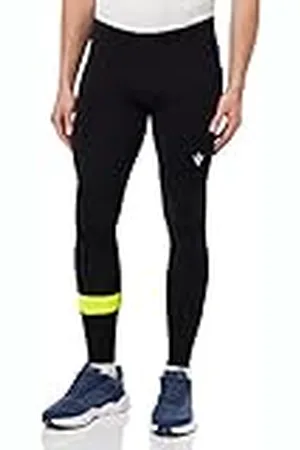macron Run Fcc Chuck Light Stretch Long Pants Man Blk/Nyel Pantalones de Running, Negro y Amarillo, M Hombres