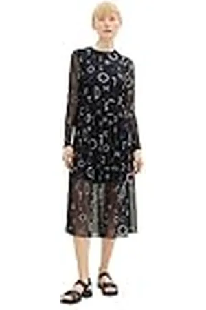 TOM TAILOR TOM TAILOR Vestido de Malla Vaquera con estampado para Mujer, , XS