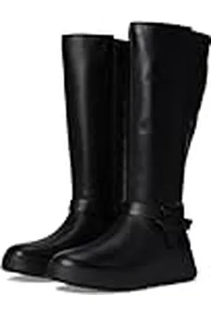 FitFlop F-Mode Botas Altas elásticas con Nudo Plegado, Mujer, Black, 37 EU