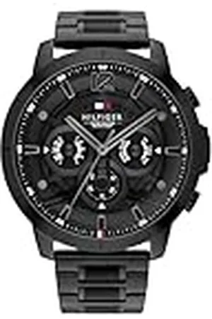 Tommy Hilfiger Reloj Analógico de Cuarzo Multifunción para Hombre con Correa de Acero Inoxidable Negra - 1710494