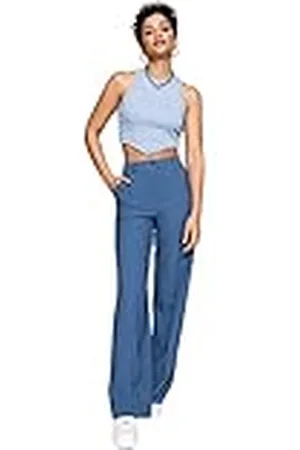 Trendyol Pantalones Acampanados de Cintura Alta y Pierna Ancha para Mujer, , 42