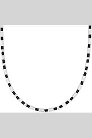 QS by s.Oliver Collar de acero inoxidable de madera collar de los hombres, 45 cm, plata, viene en caja de regalo de joyería