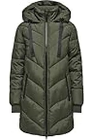 JDY Skylar Padded Hood Jacke Otw Noos Für Damen, Schwarz Black, XXS Chaqueta Acolchada, Forest Night/Detail:Black, Mujer