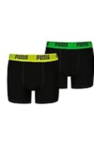 PUMA Everyday Basic Boxer, Negro Logotipo, 146-152 (Pack de 2) para Niños