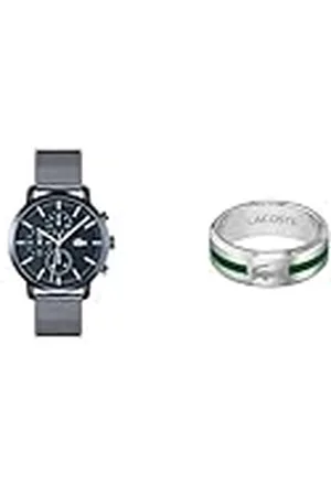 Lacoste Reloj Analógico de Cuarzo multifunción para Hombre con Correa de Malla de Acero Inoxidable Azul - 2011196 Anillo para Hombre Colección Baseline - 2040083G