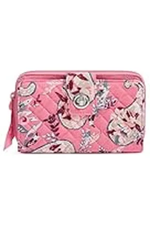 Vera Bradley Cartera Turnlock de algodón para Mujer con protección RFID, Color Rosa Cachemira botánica, Talla única