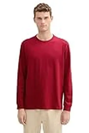 TOM TAILOR 1045823 Camiseta de Manga Larga, 13052-Ivy Red, XXXL Hombres