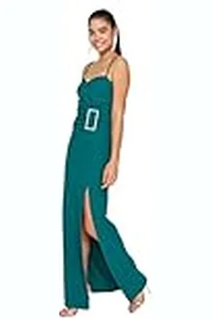 Trendyol Mujer Vestido de Noche Tejido Maxi Shift de Ajuste Regular, , 36