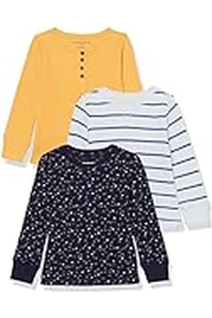 Amazon Camiseta térmica de Punto de Manga Larga Niña, Pack de 3, , 4 años
