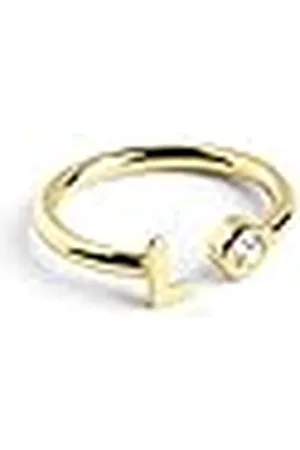 SINGULARU Anillo Personalizado Letter Spark. Ajustable. Plata de Ley 925 con Acabado Baño de de 18 Kt. Talla Unica. Joyas para Mujer. Letra L