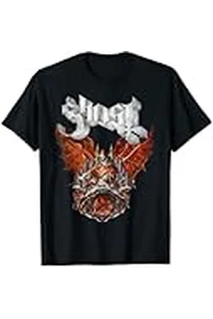 Ghost Camiseta Unisex-Adultos Negro Talla S Manga de Doble Puntada Cuello en U