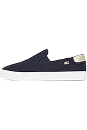 Tommy Hilfiger Sneaker con suela vulcanizada Mujer Canvas Slip-On Mocasín, Azul (Space Blue), 37