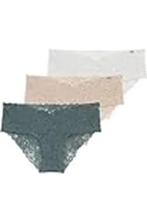 Dorina Lana - Braguitas de Encaje para Mujer, Pack de 3, Cobertura Moderada, Suaves y Elásticas para Comodidad Todo el Día, Verde, Beige, Marfil