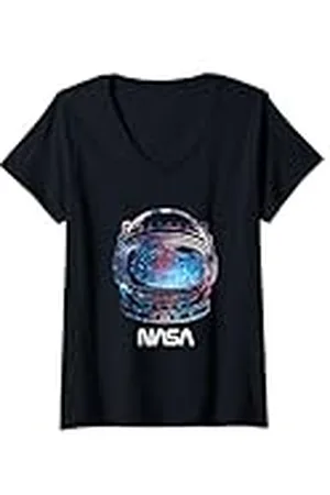 Nasa Mujer Casco de relleno Galaxy Lineart de la Camiseta Cuello V