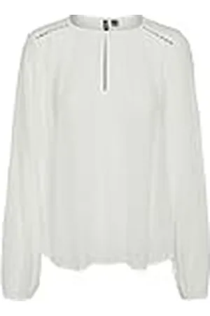 VERO MODA Vmgabbi LS Top Wvn Ga Blusa de Manga Larga, Blanco Nieve, M Mujeres