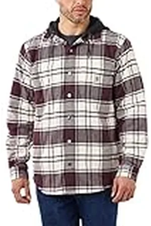 Carhartt Rugged Flex Relaxed Fit Flannel Fleece Lined Hooded Shirt Jac Camisa con Botones de Utilidad de Trabajo, , M de los Hombres