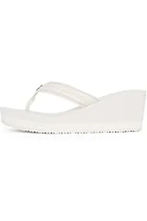 Tommy Hilfiger TH Stripes Wedge Beach Sandal FW0FW08521, Chanclas Mujer, White (Ivory), 40 EU