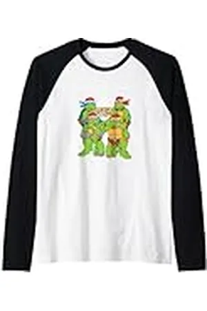 Teenage Mutant Ninja Turtles TMNT Ugly X-Mas Copos de nieve con sombreros de Papá Noel Camiseta Manga Raglan
