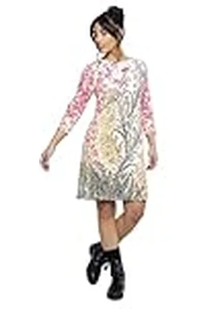 Mamatayoe Vestido La Valquiria para Mujer, Manga Tres Cuartos, Escote Redondo, Estampado, Talla XL