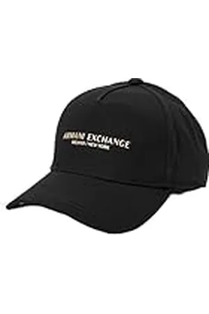 Armani Exchange Logotipo Frontal Essential, Milano/New York Gorra de béisbol, Negro/Dorado, Talla única para Mujer