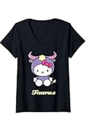 Hello Kitty Mujer Signo zodiacal Tauro de Camiseta Cuello V