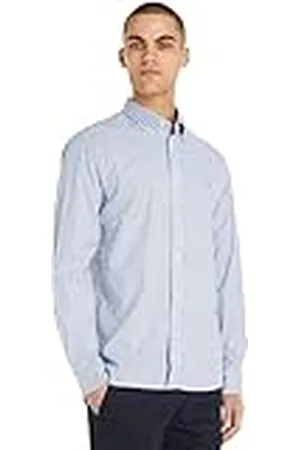 Tommy Hilfiger Hombre Camisa Core 1985 Flex Oxford Manga Larga, Multicolor (Carbon Navy/White), M