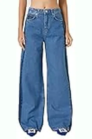 Koton Wide Leg Color Block Denim Trousers - Bianca Jean, Pantalones Casuales Mujer,