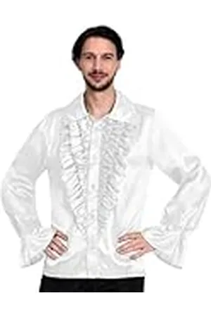 Amscan 9907308 Camisa de discoteca blanca satinada para hombre adulto, talla S, sólido, Color (9907308)