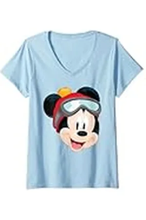 Disney Mujer Mickey Mouse Winter Sports Camiseta Camiseta Cuello V