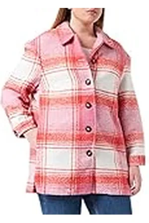 ONLY Sobrecamisa a Cuadros Caranja Otw Chaqueta, Cloud Dancer/Checks: Poppy Red/Gin Fizz, M para Mujer