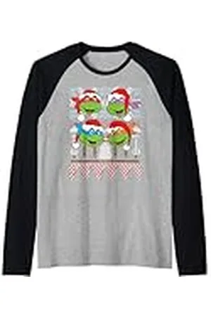 Teenage Mutant Ninja Turtles TMNT Suéteres feos de Navidad All Turtles Camiseta Manga Raglan