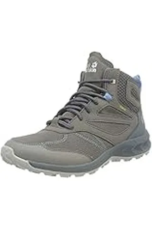 Jack Wolfskin Woodland Texapore, Zapatillas para Caminar Mujer, Gris/Azul Claro, 37.5 EU