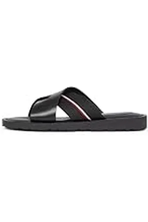 Tommy Hilfiger Sandalias Hombre Core Criss de piel, (Black), 41