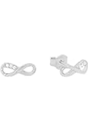 QS by s.Oliver Pendientes de de ley 925 joyería de señoras oído, con zirconia cúbico synth., 0,4 cm, , Infinito, Viene en caja de regalo de joyería
