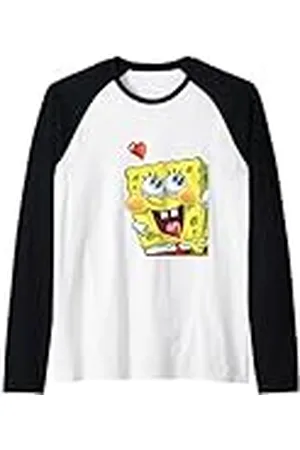 Spongebob Corazón Ojos Bob Esponja Pantalones Cuadrados Camiseta Manga Raglan
